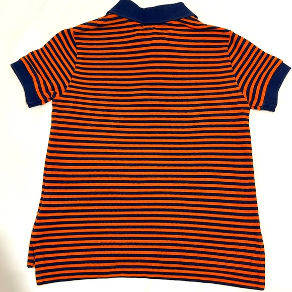 Striped Cotton Mesh Polo Shirt- orange/blue - Picture 4 of 4